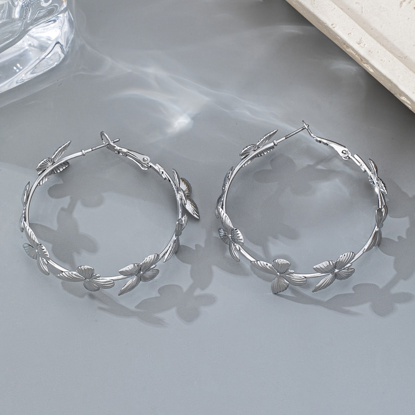 Geometric Simple Butterfly Hoop Earrings